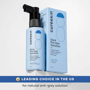 Cureskin Anti Gray Hair Serum | Gradually Reduces Gray Hair on Head & Beard Without Dye | Restores Natural Hair Colour in 4 months with Peptide-52, Acetyl Tyrosine & Larix Extract (2 Months Supply)