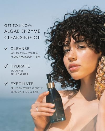 MARA - Algae Enzyme Cleansing Oil Makeup Remover with Chia + Moringa | Skin-Soothing Formula to Cleanse, Hydrate + Exfoliate Skin, For All Skin Types (4 oz | 120 ml)