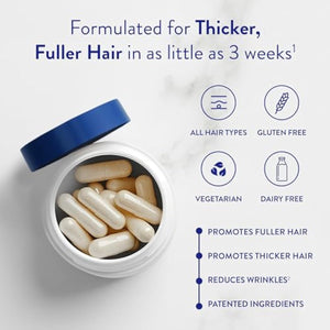 Routine Wellness Hair Growth Supplement – CLINICALLY Tested Thicker, Fuller-Looking Hair Support with Biotin & Key Nutrients, Vegetarian & Gluten-Free Vitamins - 1 Bottle, 30 Day Supply