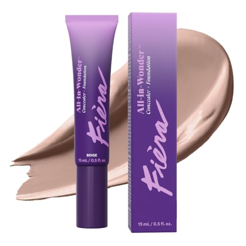 Fièra All-In-Wonder™ Concealer + Foundation – Full-Coverage, Crease-Proof, Hydrating Formula for Mature Skin, Blurs Fine Lines & Dark Circles, Radiant Second-Skin Finish – Beige, 0.5 FL. OZ. / 15 ML