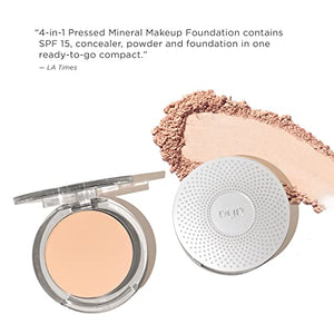 PÜR MINERALS 4-in-1 Pressed Mineral Makeup Powder Foundation with SPF 15 - Concealer & Finishing Compact Pressed Powder for Face - Buildable Medium to Full Coverage Foundation Powder
