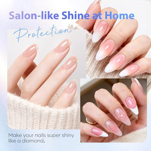 AZUREBEAUTY 2-in-1 Base & Top Coat Nail Polish, Clear Strengthener, Quick-Dry, High-Gloss Shine, Streak-Free, Gentle Formula for Easy At-Home Manicures