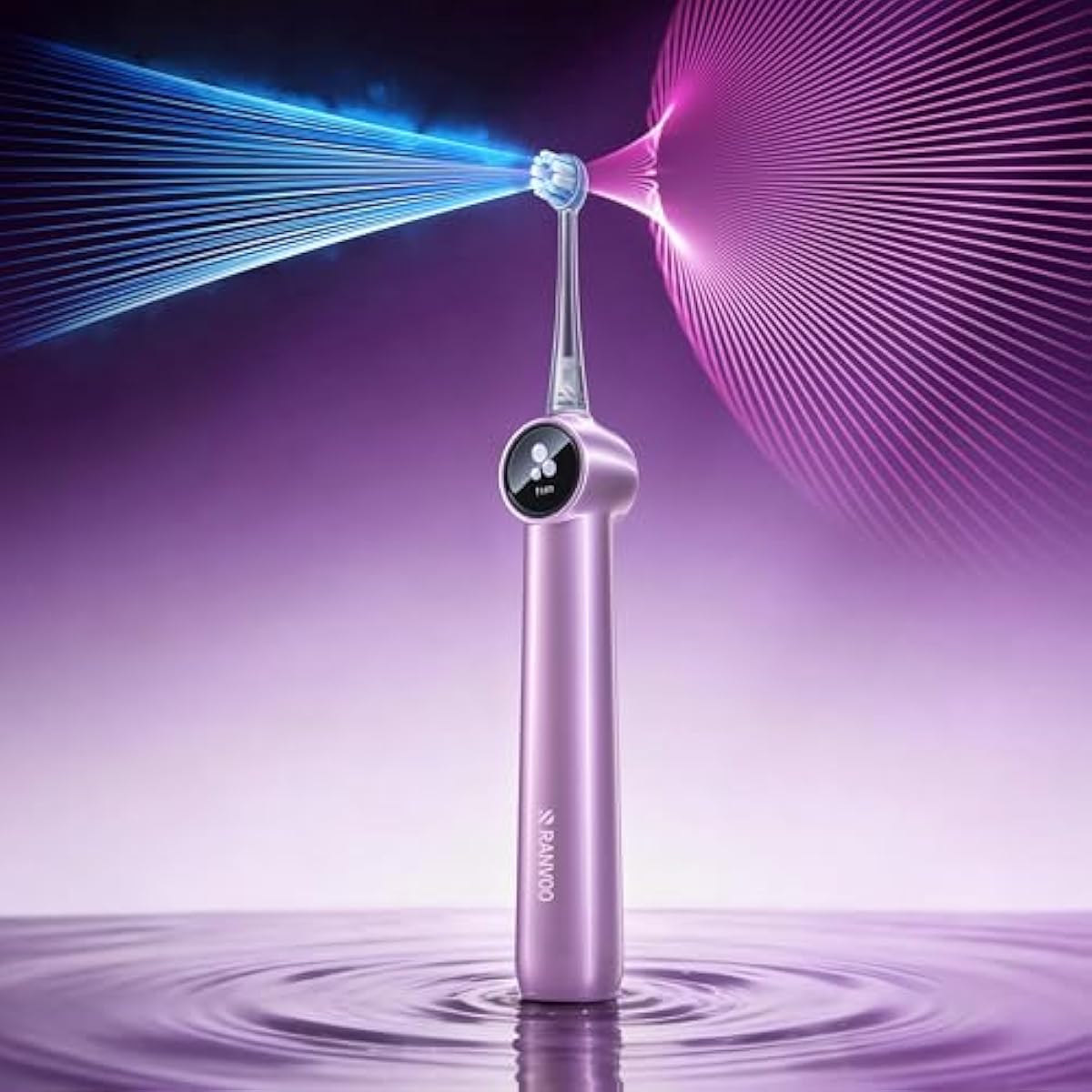 RANVOO AirJet X5 [Next-Gen Jet-Flow | Maximum Clean Power] Sonic Electric Toothbrush, 100% Plaque Removal, Whitening & Gum Care, 60-Day Battery Life, Rechargeable with 3 Pro Brush Heads, Pale Violet