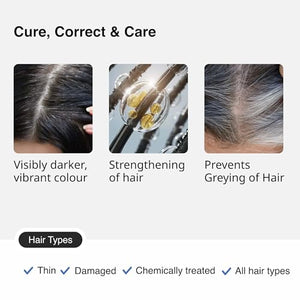 Cureskin Anti Gray Hair Serum | Gradually Reduces Gray Hair on Head & Beard Without Dye | Restores Natural Hair Colour in 4 months with Peptide-52, Acetyl Tyrosine & Larix Extract (2 Months Supply)