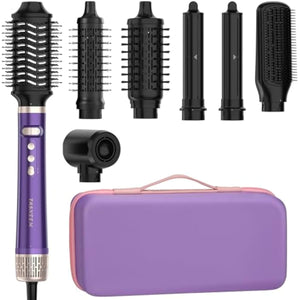 TASNEEM 7 in 1 Hot Air Styler with Auto-Wrap Curlers, Blow Dryer Brush, Ionic Hair Dryer, Straightener & Volumizing Brush, Styling Without Heat Damage, Travel Case, Frizz-Free Hair Styler