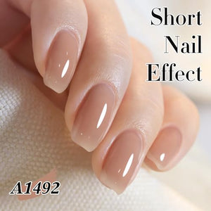 Double Rhythm Translucent Gel Polish Sheer Neutral Natural Light Milky Same Color Same Bottle 15ML Jelly UV Polish Nail Art DIY at Home (Jelly Nude Brown-A1492)