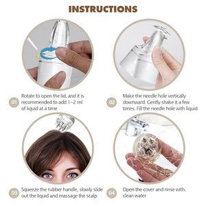 Scalp Massager Comb and Minoxidil Applicator Bottle for Hair Growth, Follicle Care and Thinning Hair Loss Treatment (White)