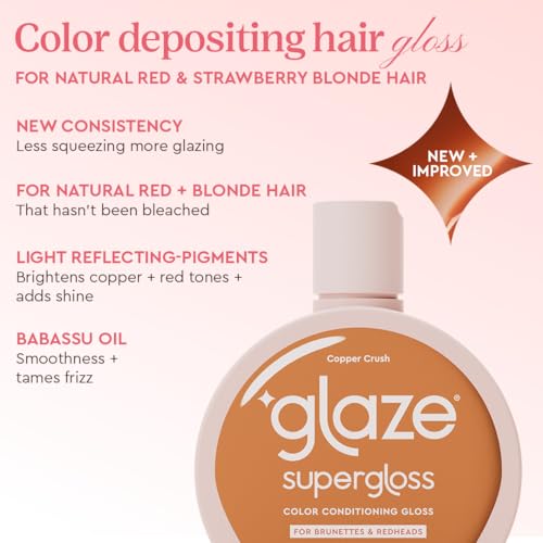 Supergloss Color Conditioning Gloss With Dispensing Pump – Hydrating Semi-Permanent Color Hair Gloss & Shine Boost – Vegan, Cruelty-Free – 6.4 fl oz - Copper Crush - Bright Copper