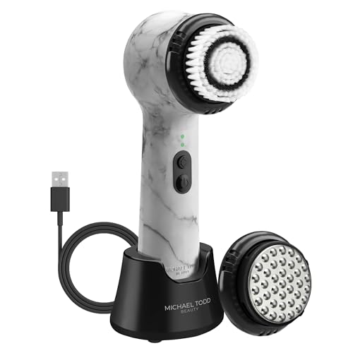 Michael Todd Beauty Soniclear Allure 2024 Best of Beauty Winner Facial Cleansing + Exfoliation Brush System with Antimicrobial Protected Bristles, 4 speeds, Serum Infusion Head + Travel Case
