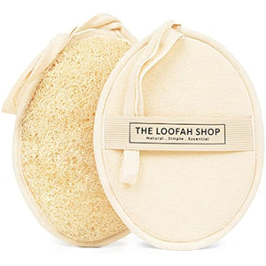 Bath Loofah Sponge, Exfoliating Body Scrubber, Shower Luffa for Men, Women and Kids Made of Eco-Friendly Natural Egyptian Loofah with Cotton Travel Pouch, 7" x 5.25" (2pack 4pcs)