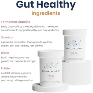Supplement – Supports Collagen Production, Hair, Skin & Nails - 20 Billion CFU Probiotics - All in 1 Acid Resistant Veggie Capsule - Gut Health, Microbiome, Fermented Vitamins-for Bloating