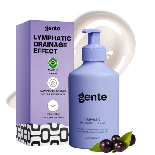 GENTE BEAUTY Lymphatic Drainage Lotion - Detox, Slimming & Tightening - Reduces Measurements, Softens Skin - Vegan Formula with Guarana & Acai - 6.7 FL OZ