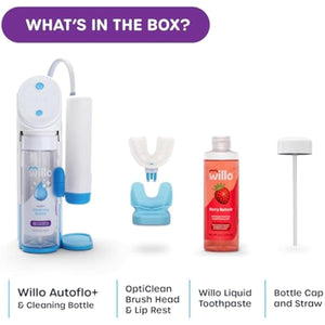 Willo Fully Automatic Kids U-Shaped Electric Toothbrush - 2 Brushing Timers, Deep-Cleans, Technique Free - Bubble, Fluoride-Free and Dye-Free (Small - Kids Ages 5-7 Years)