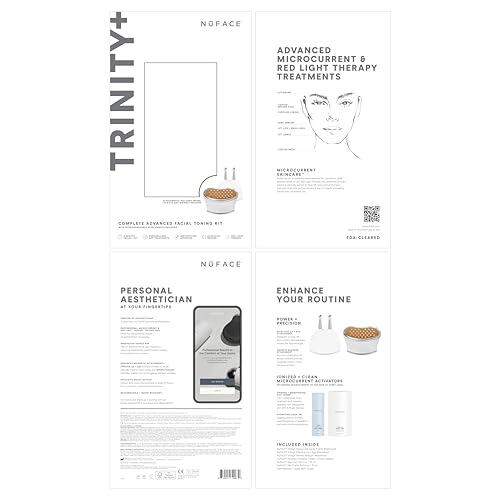 NuFACE Trinity+ Microcurrent Facial Device, Wrinkle Reducer + Effective Lip & Eye Attachment - FDA Cleared Face Toning Device for Targeted Treatment + Microcurrent Gel Activator & Silk Creme