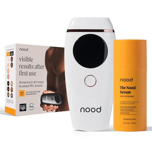 NEW Nood™ Flasher 2.0 + Serum — IPL Laser Hair Removal Device for Women & Men with After Shave to Treat & Prevent Ingrown Hairs, Bumps Slowing Hair Regrowth — Pain-Free IPL Hair Removal — Gloss White