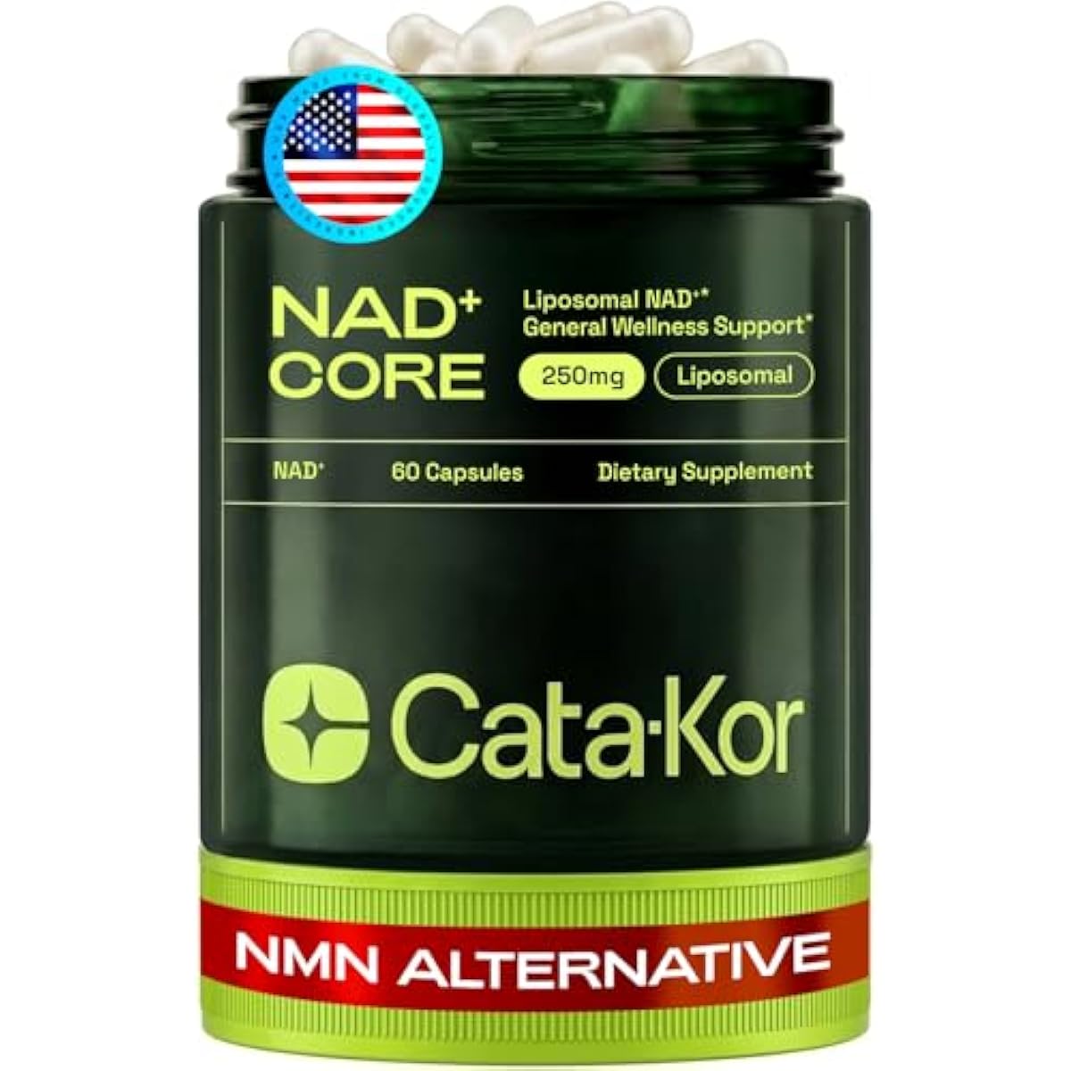 NMN Supplement Alternative – Liposomal NAD+ Supplement – Third-Party Tested – NAD CORE – 30-Day Supply – 60 Capsules