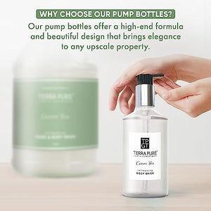 Terra Pure Gallon & Dispenser Set | 1-Shoppe All-In-Kit | Shampoo Conditioner Body Wash Gallon | Refillable 10.14 oz. Matching Pump Bottles