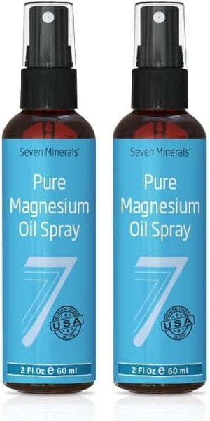 Seven Minerals Pure Magnesium Oil Spray, Big 12oz, USP Grade, Extra Strength, for Feet, Sleep, Muscle Pain & Cramps - Mined in The USA