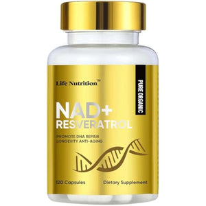 Life Nutrition NAD+ Supplement 2000 mg - 120 Capsules True NAD+ & Resveratrol, NMN Alternative Supports Anti-Aging, Cellular Energy & Repair, Metabolism & Brain Boost for Men & Women