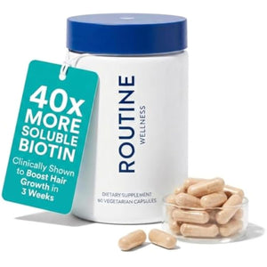 Routine Wellness Hair Growth Supplement – CLINICALLY Tested Thicker, Fuller-Looking Hair Support with Biotin & Key Nutrients, Vegetarian & Gluten-Free Vitamins - 1 Bottle, 30 Day Supply