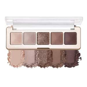 Neutral Nude Brown Eyeshadow Palette–Beige, Cool Taupe, Bronze Gold Shimmer, Cocoa Brown, High-Pigment Blendable Long-Lasting Eye Shadow and Contour Palette for Daily Soft Glam Makeup for Mature Eyes