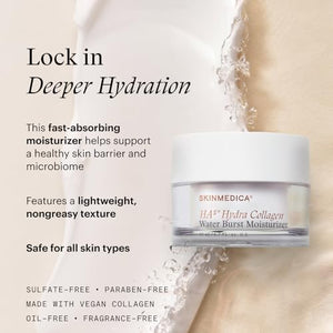 SkinMedica HA⁵ Hydra Collagen Water Burst Face Moisturizer with Vegan Collagen - Plumping Face Cream with Microbiome Barrier Complex for 24-Hour Hydration - Helps Replenish Dry, Dull Skin (1.7 Fl Oz)