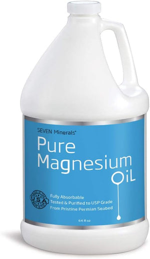 Seven Minerals Pure Magnesium Oil Spray, Big 12oz, USP Grade, Extra Strength, for Feet, Sleep, Muscle Pain & Cramps - Mined in The USA