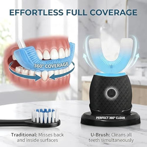 U-Shaped Electric Toothbrush – Comfort-Focused Design with Secure Grip for Daily Oral Hygiene at Home (Black)