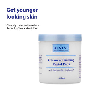 Dr. Denese SkinScience Advanced Firming Facial Pads 100 Count – Professional Exfoliator with Glycolic Acid, Peptides and Aloe for Smooth Radiant Skin, Refined Pores – Dermatologist Tested Cruelty Free