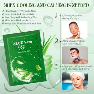 30 Pcs Travel Size Aloe Vera Gel 98% Organic After Sun Moisturizer for Face, Body, Soothing Hydrating Lotion Bulk for Travel, Summer Vacation, Sunburn Relief, Skin Care Gifts