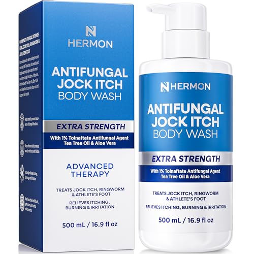 Hermon Antifungal Body Wash for Jock Itch: Tea Tree oil Body Wash for Jock Itch, Ringworm, Back Acne, Athlete's Foot, Tinea - Medicated Soap for Men and Women