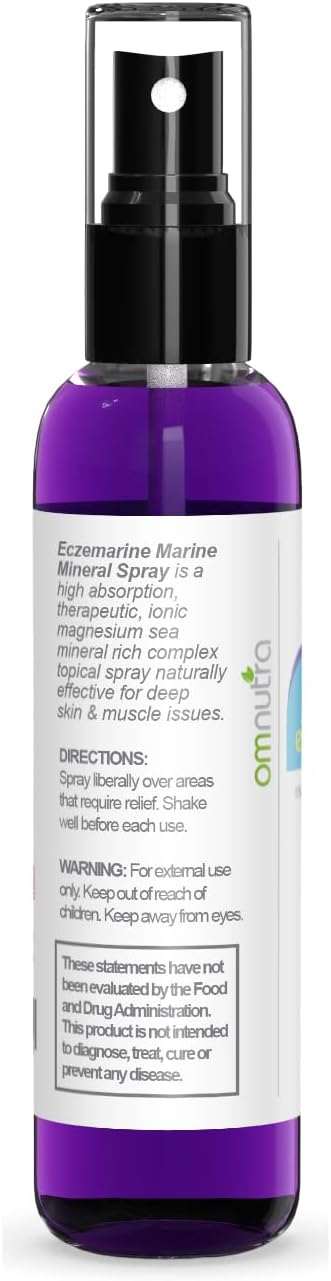 Topical Magnesium Spray for Sleep - 2OZ Eczemarine Ocean Ionic Pure Magnesium Oil Spray for Feet with Inland Sea Minerals Supports Baby Eczema Relief