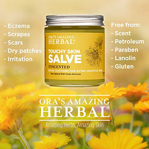 Ora's Amazing Herbal Unscented Moisturizer Travel Set, Touchy Skin Salve, Unscented Body Butter & Body Oil Set, Travel Size, Eczema and Senstivie Skin