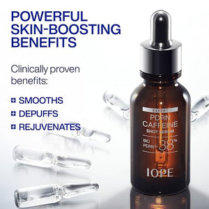 IOPE Expert PDRN Caffeine Shot Serum - Anti-Aging Face Serum to Visibly Depuff, Smooth, and Rejuvenate Tired Skin - With BIO-PDRN and Caffeine - Fast-Absorbing Texture - 1.01 fl. oz.