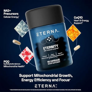 Eternity NAD+ Supplement + Resveratrol - 1050 mg - 15 Advanced Ingredients to Support Energy & Healthy Aging, Healthy Skin, Immune, Green Tea, Quercetin, CoQ10, Milk Thistle - 1 Month Supply