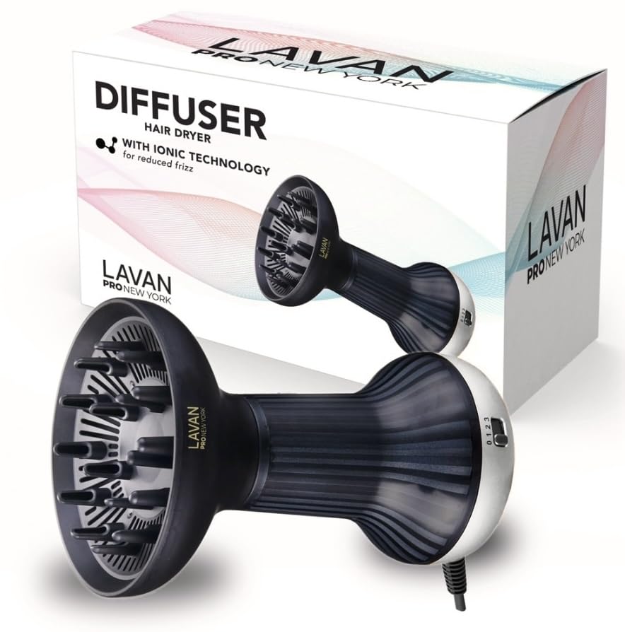 Diffuser Hair Dryer for Curly Hair – Ionic Technology Hair Dryer with Adjustable Heat & Speed Settings for Frizz-Free, Defined Curls, Lightweight Hair Dryer, Wavy And Curly Hair (SILVER)