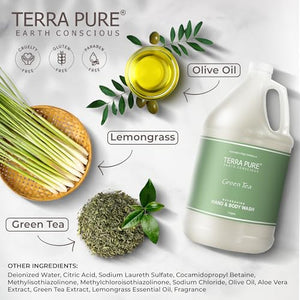 Terra Pure Hotel Hand & Body Wash Soap | Four Gallons | Designed to Refill Soap Dispensers (Set of 4)