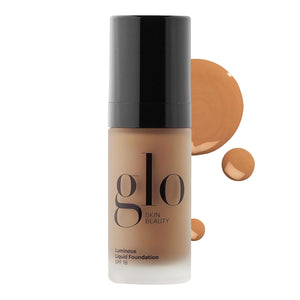 Glo Skin Beauty Luminous Liquid Mineral Foundation Makeup with SPF 18 (Naturelle) - Improves Uneven Skin Tone, Smooths & Corrects Imperfections, Sheer to Medium Coverage, Dewy Finish