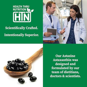 Health Thru Nutrition Astaxanthin Triple Strength 12mg Supplement 120 Softgels | AstaZine from Algae Organically Grown in Pristine Himalayan Water | Skin and Vision Support