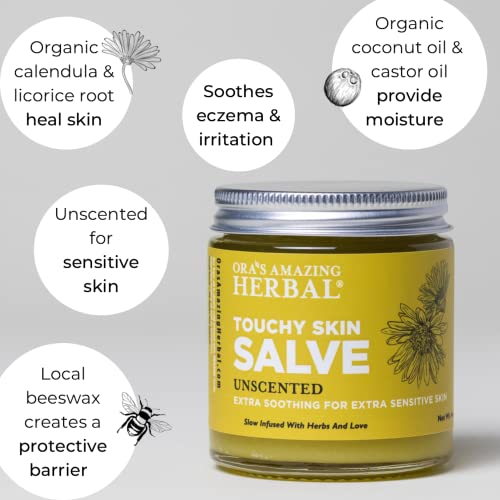 Ora's Amazing Herbal Unscented Moisturizer Travel Set, Touchy Skin Salve, Unscented Body Butter & Body Oil Set, Travel Size, Eczema and Senstivie Skin