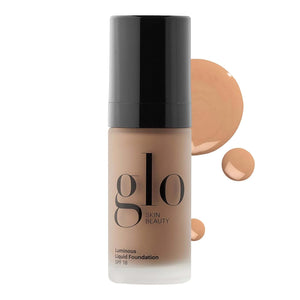 Glo Skin Beauty Luminous Liquid Mineral Foundation Makeup with SPF 18 (Naturelle) - Improves Uneven Skin Tone, Smooths & Corrects Imperfections, Sheer to Medium Coverage, Dewy Finish