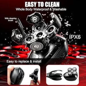 Back Shaver for Men, Rechargeable Electric Back Shaver with Long Handle, Waterproof Full Body Hair Trimmer&Groomer Kit with Replaceable Shaving Heads