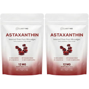 Astaxanthin 12mg Antioxidants Supplement – Natural Microalgae Source – Lipid-Based Softgel for Enhanced Absorption – Cognitive, Vision & Joint Support – 30 Softgels (Pack of 2)