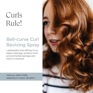 Bell-Curve Curl Reviving Spray for Curly Hair – Reactivates & Defines Curls, 96% Natural, Vegan, Frizz Control, with Quinoa, Rice Protein, Safflower Oil & Aloe, Lightweight, 5 oz