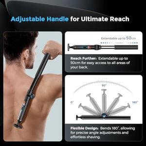 Back Shaver for Men, Ultra-Wide 2" T-Shaped Head, Travel Case, LED 4 in 1 Mens Back Shaver Rechargeable with Long Handle, Safety Lock, IPX7, Multi-Functional Back Trimmer for Men, (Flat Black)