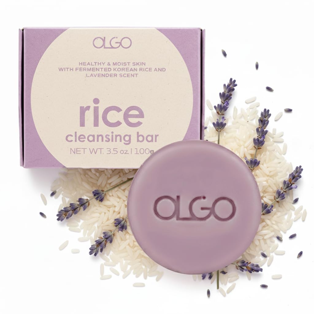Rice Cleansing Bar | Crystal clear & Moist skin with fermented Korean rice water and natural lavender oil | vegan, sulfate-free, paraben-free (3.5 oz)