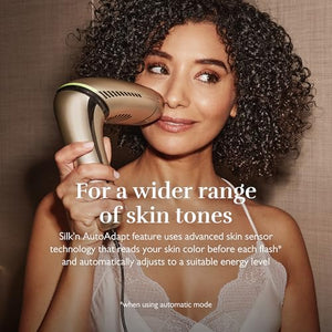 Silk'n 7 IPL Laser Hair Removal Device for Women and Men with Rotating Head, Painless Permanent Hair Reduction at Home for Face and Body in 7 Mins, 3 Smart Attachments and Automatic Skin Sensor, Gold