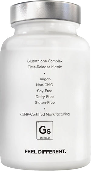 Amen Glutathione-SR+ Advanced Sustained-Release Supplement - 2-Month Supply - Reduced L-Glutathione - Galactomannans Fenugreek Seed - Time-Reduced Matrix - Non-GMO - 60 Capsules