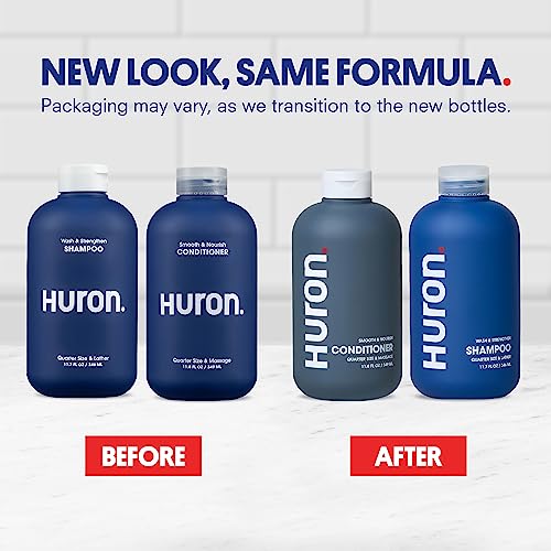 Huron Hair Duo | Nourishing Shampoo & Conditioner Set for Men | Cleanse, Strengthen & Hydrate | Sulfate-Free, Paraben-Free, Vegan | Designed for Daily Use on All Hair Types (2 Pack)