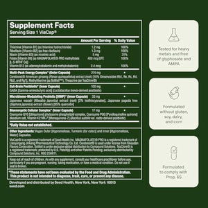 Seed AM-02 Energy + Focus - Daily Nootropic Supplement for Women & Men - Fast-Acting & Sustained Energy for Up to 6 Hours - Caffeine-Free Vegan & Shelf-Stable - 30 Capsules (30-Day Supply)